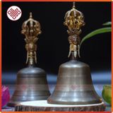  Chuông Lắc Cầm Tay Mật Tông [Kim Cương Hỷ Lạc] Trơn 9 Chấu 20X9Cm 