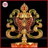  Bát Cát Tường Mật Tông [Kim Cương Hỷ Lạc] Đồng Vẽ Màu Bộ 8 Cái 18Cm 