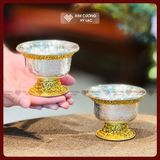  Chén Cúng, Ly Cúng Dường Chất Liệu Bạc S99 Cao Cấp [Kim Cương Hỷ Lạc] Ly Cúng Phật Bạc Viền Đồng 