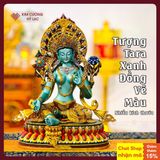  Tượng Tara Xanh Đồng Vẽ Màu Cao Cấp [Kim Cương Hỷ Lạc] Diện Tượng Cực Đẹp - Nhiều Kích Thước 