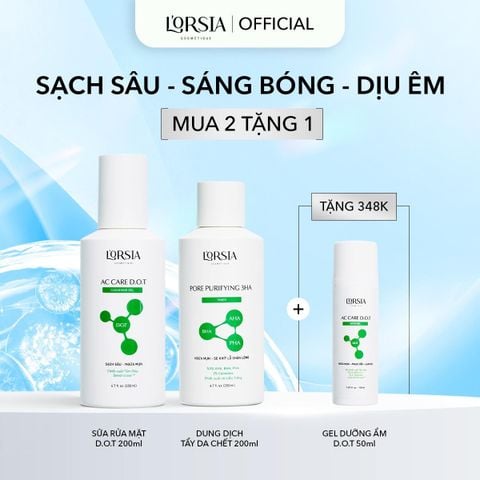  Combo: Toner 3HA 200ml + SRM DOT 200ml + Tặng Gel DOT Water 200ml 