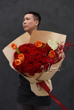 Bó hoa hồng chùm mix tulip cam - Royal Bloom