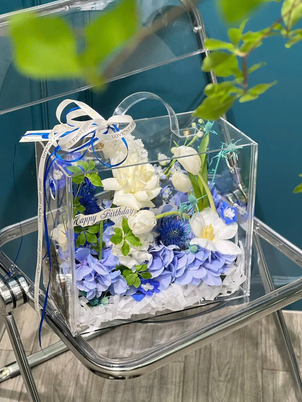 Hộp Hoa Mica - Blue Vibe