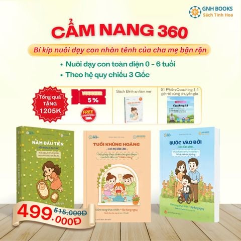 Combo Cẩm nang 360 Nuôi dạy con toàn diện quyển 1+2+3 Tặng Bình an làm mẹ