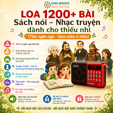 Loa 1200 + Sách nói Nhạc truyện dành cho thiếu nhi: Truyện vĩ nhân, thơ ca 3 gốc, truyện song ngữ,...