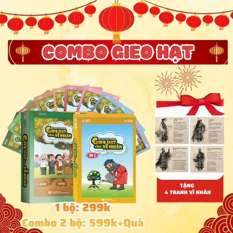 Combo Gieo Hạt Cùng Vĩ Nhân Bộ 1 + Bộ 2 + Tặng Tranh Vĩ Nhân Việt Nam 4 Tấm