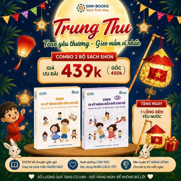 Combo Trung thu: Trọn Bộ EHON - 10 Kỹ Năng Đầu Đời Cho Bé Tặng 1 Lồng Đèn Yêu Nước