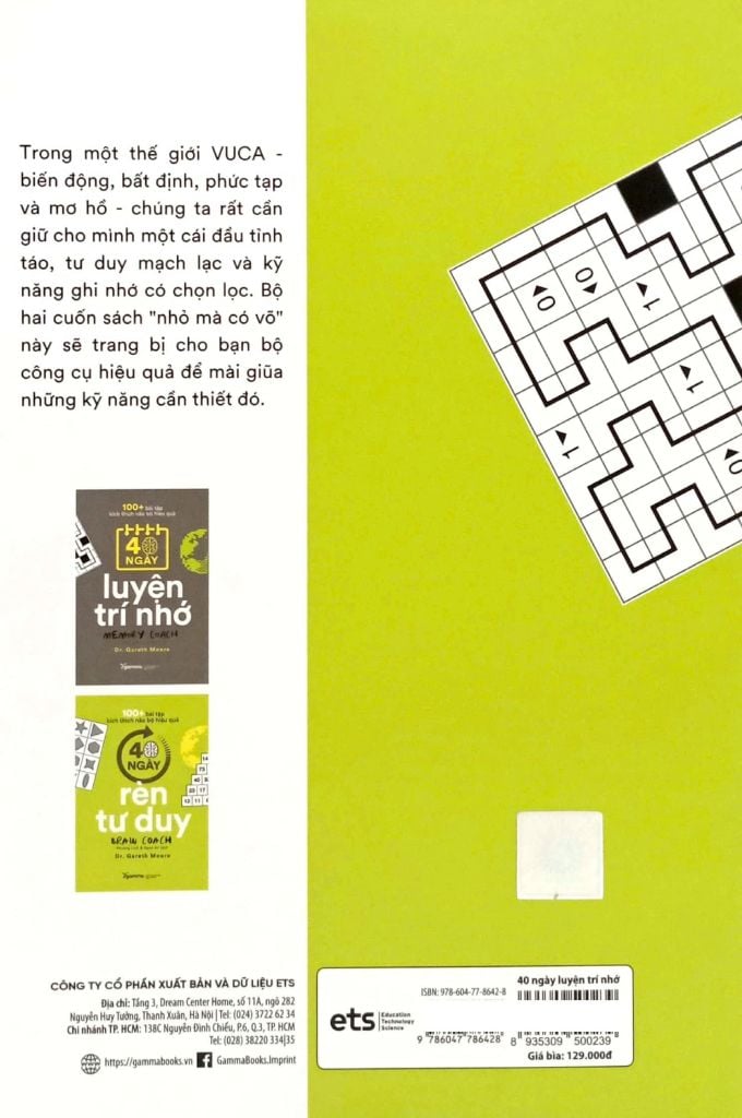 100+ bài tập kích thích não bộ hiệu quả : 40 ngày luyện trí nhớ