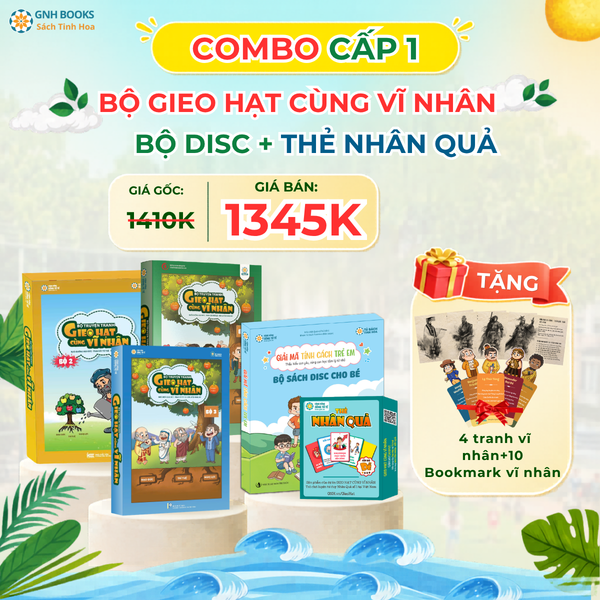 Combo cấp 1: Bộ Gieo hạt cùng vĩ nhân (3 bộ) +Bộ DISC+Thẻ nhân quả