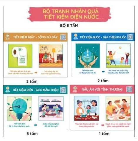 Bộ Tranh Nhân Quả Tiết Kiệm Điện Nước - Quà Tặng