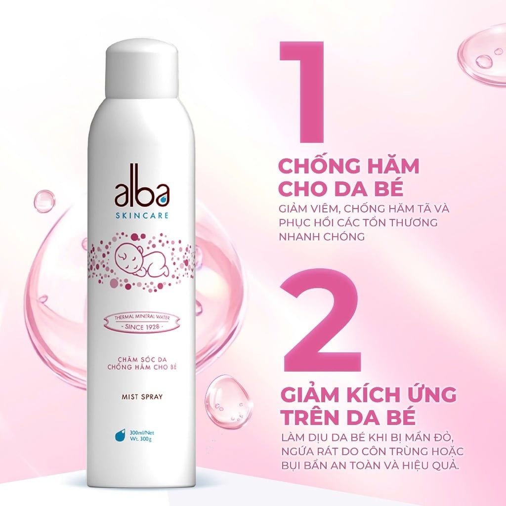  [BABY] Xịt Khoáng Dịu Nhẹ Chống Hăm Cho Da Nhạy Cảm Trẻ Em Alba Skincare Baby 150ml 