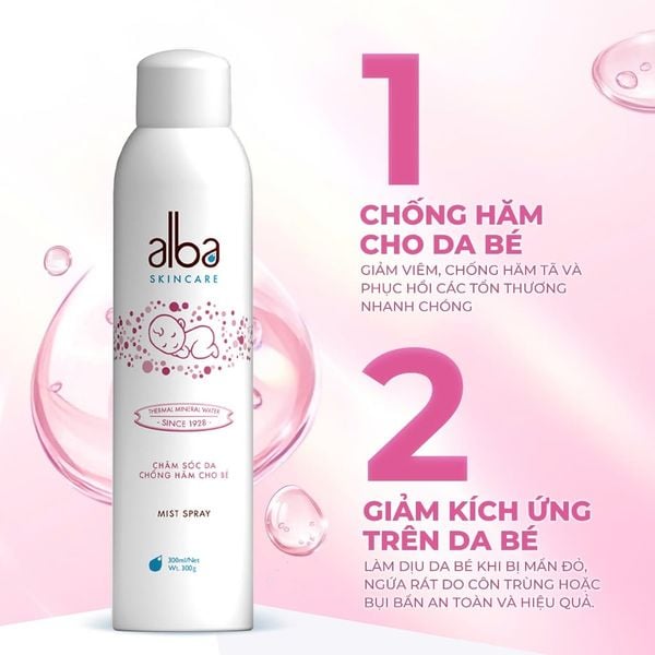  [BABY] Xịt Khoáng Dịu Nhẹ Chống Hăm Cho Da Nhạy Cảm Trẻ Em Alba Skincare Baby 300ml 
