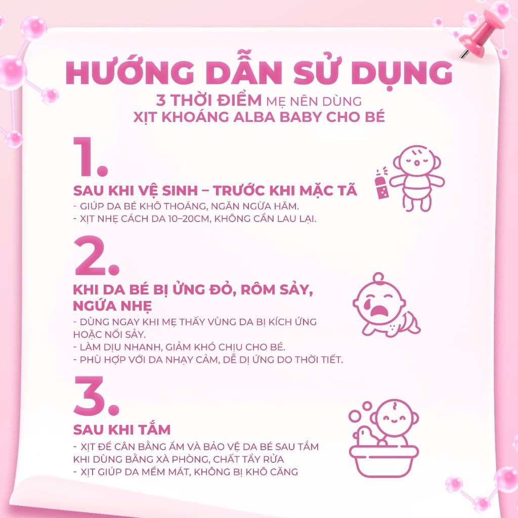  [BABY] Xịt Khoáng Dịu Nhẹ Chống Hăm Cho Da Nhạy Cảm Trẻ Em Alba Skincare Baby 150ml 