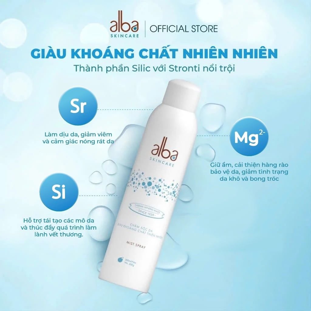  [LADY] Xịt Khoáng Cấp Ẩm & Phục Hồi Da Cho Nữ  150ml Alba Skincare  - Nước Khoáng Thanh Tân Giàu Silic - Tăng Độ Đàn Hồi 