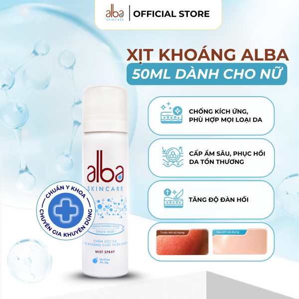  [LADY] Xịt Khoáng Cấp Ẩm & Phục Hồi Da Cho Nữ 50ml Alba Skincare - Nước Khoáng Thanh Tân Giàu Silic - Chống Lão Hóa & Tăng Độ Đàn Hồi 