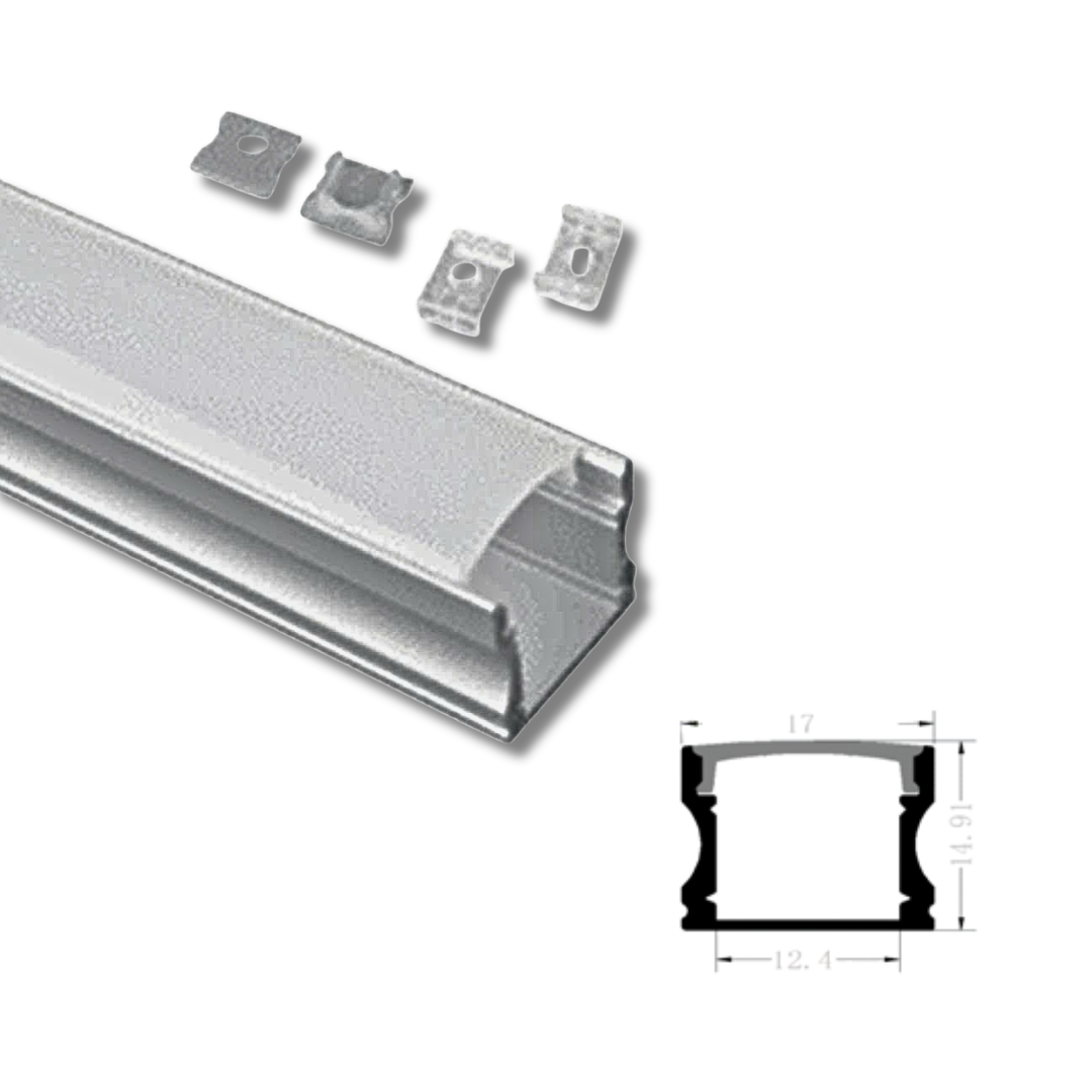 Nhôm định hình LED Profile A1214 – 17×14.9mm, dùng cho LED Strip bản 12mm