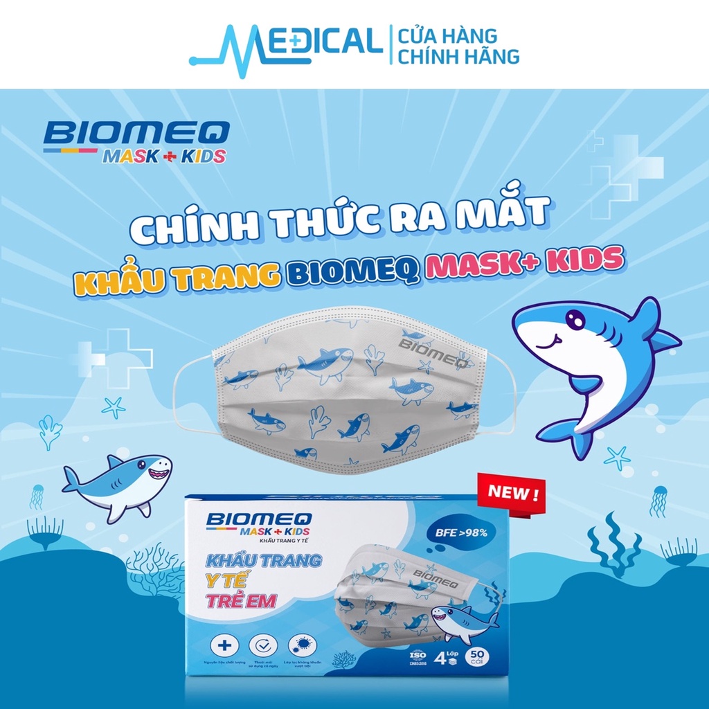 Khẩu trang y tế trẻ em kháng khuẩn 3 lớp BIOMEQ MASK+ KID cùng họa tiết ...