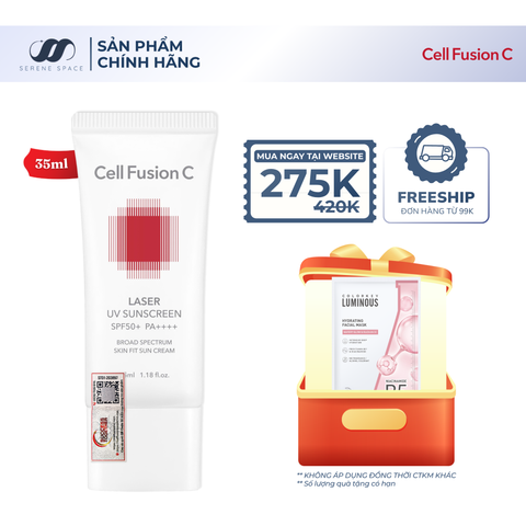 Kem Chống Nắng Phổ Rộng Cho Da Treatment Sau Laser Phi Kim Cell Fusion C Laser UV Sunscreen SPF50+ PA++++ Serene Space Sản Phẩm Chính Hãng