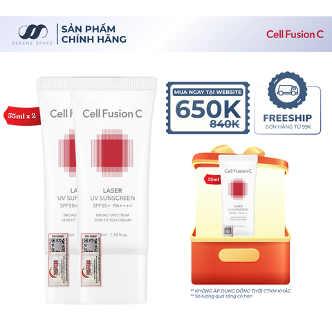 Kem Chống Nắng Phổ Rộng Cho Da Treatment Sau Laser Phi Kim Cell Fusion C Laser UV Sunscreen SPF50+ PA++++ Serene Space Sản Phẩm Chính Hãng