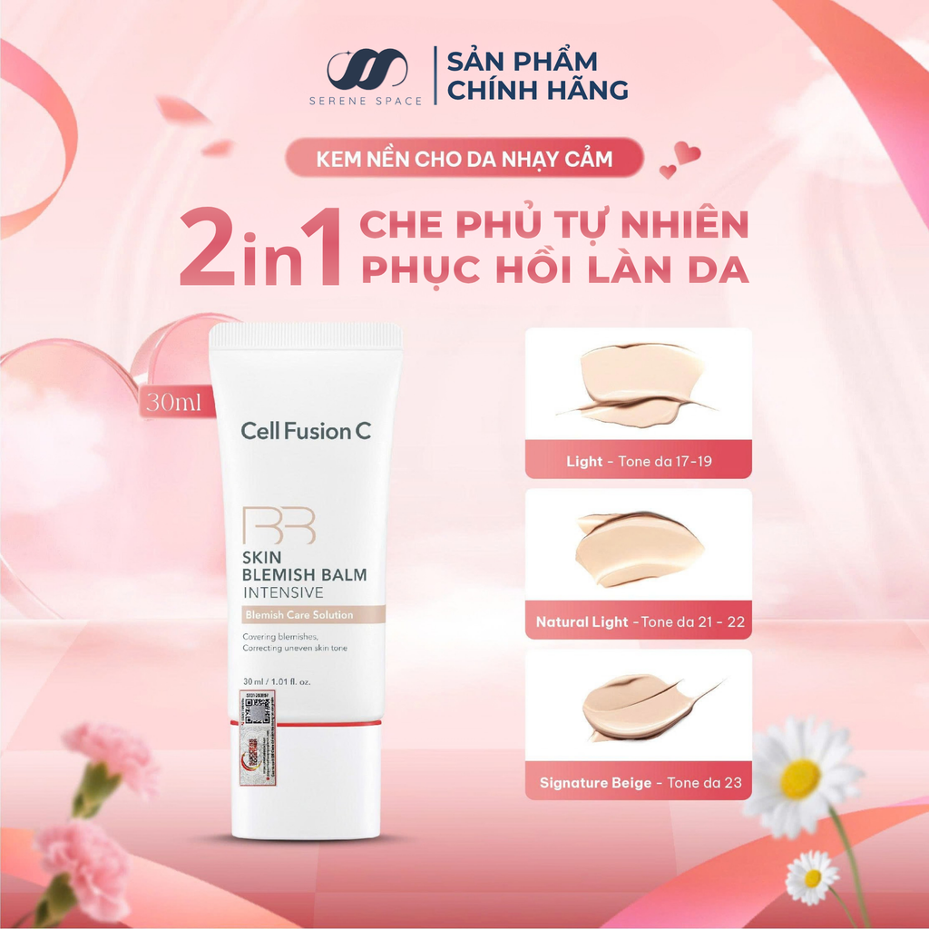 Kem Nền Che Khuyết Điểm Phục Hồi Da Nhạy Cảm & Tổn Thương Cell Fusion C Skin Blemish Balm Intensive Serene Space Sản Phẩm Chính Hãng