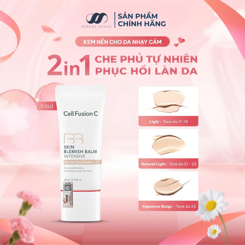 Kem Nền Che Khuyết Điểm Phục Hồi Da Nhạy Cảm & Tổn Thương Cell Fusion C Skin Blemish Balm Intensive Serene Space Sản Phẩm Chính Hãng