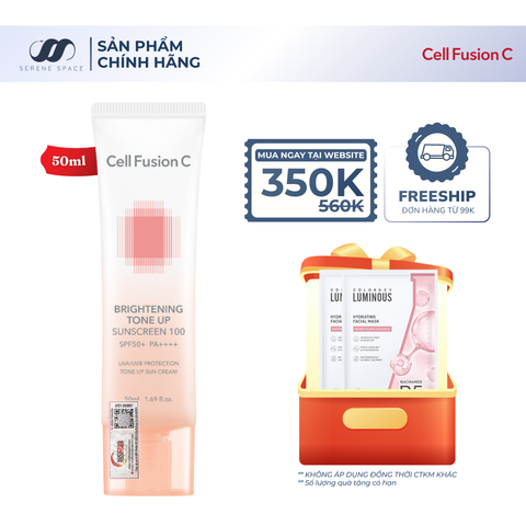 Kem Chống Nắng Nâng Tone Ráo Mịn Kiềm Dầu Cell Fusion C Brightening Tone Up Sunscreen 100 SPF50+ PA ++++ Serene Space Sản Phẩm Chính Hãng