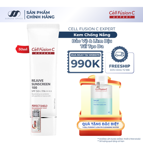 Kem Chống Nắng Bảo Vệ, Tái Tạo Da Cell Fusion C Expert Rejuve Sunscreen 100 SPF50+/ PA++++ Serene Space Sản Phẩm Chính Hãng