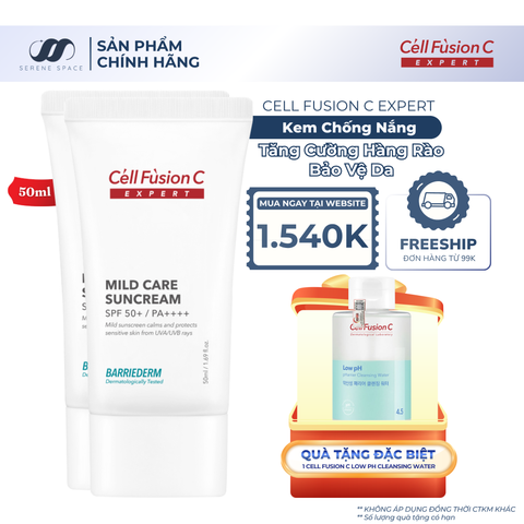Kem Chống Nắng Vật Lý Tăng Cường Hàng Rào Bảo Vệ Da Cell Fusion C Expert Barriederm Mild Care Suncream SPF 50+/ PA++++ Serene Space Sản Phẩm Chính Hãng