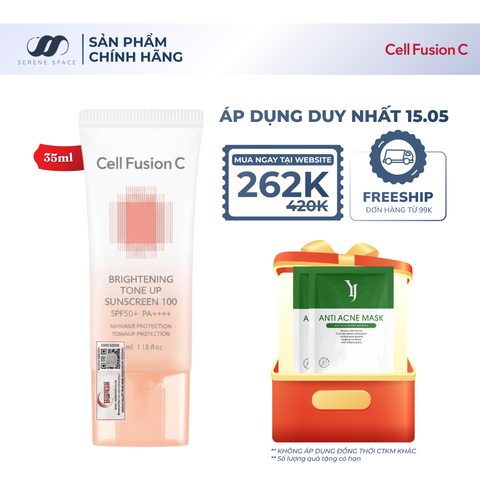 Kem Chống Nắng Nâng Tone Ráo Mịn Kiềm Dầu Cell Fusion C Brightening Tone Up Sunscreen 100 SPF50+ PA ++++