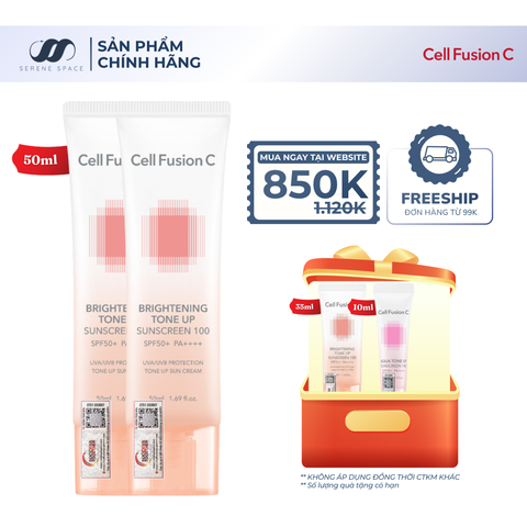 Kem Chống Nắng Nâng Tone Ráo Mịn Kiềm Dầu Cell Fusion C Brightening Tone Up Sunscreen 100 SPF50+ PA ++++ Serene Space Sản Phẩm Chính Hãng