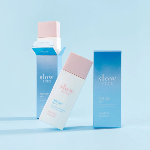 Kem Chống Nắng Cấp Ẩm Làm Dịu Da Slowpure Aqua Fluid Sun Serum SPF50+ PA++++ Serene Space Sản Phẩm Chính Hãng