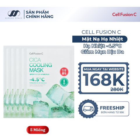 Mặt Nạ Rau Má Hạ Nhiệt -4.5 Độ Giảm Mụn & Làm Dịu Da Ửng Đỏ Cháy Nắng Cell Fusion C Cica Cooling Mask Serene Space Sản Phẩm Chính Hãng
