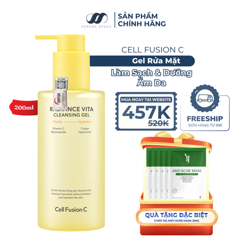 Gel Rửa Mặt Làm Sáng & Dưỡng Ẩm Da Cell Fusion C Radiance Vita Cleansing Gel