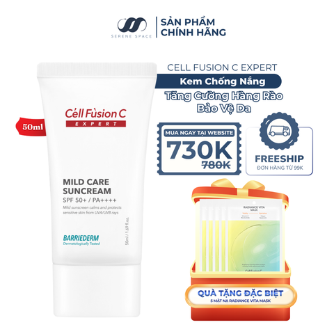Kem Chống Nắng Vật Lý Tăng Cường Hàng Rào Bảo Vệ Da Cell Fusion C Expert Barriederm Mild Care Suncream SPF 50+/ PA++++