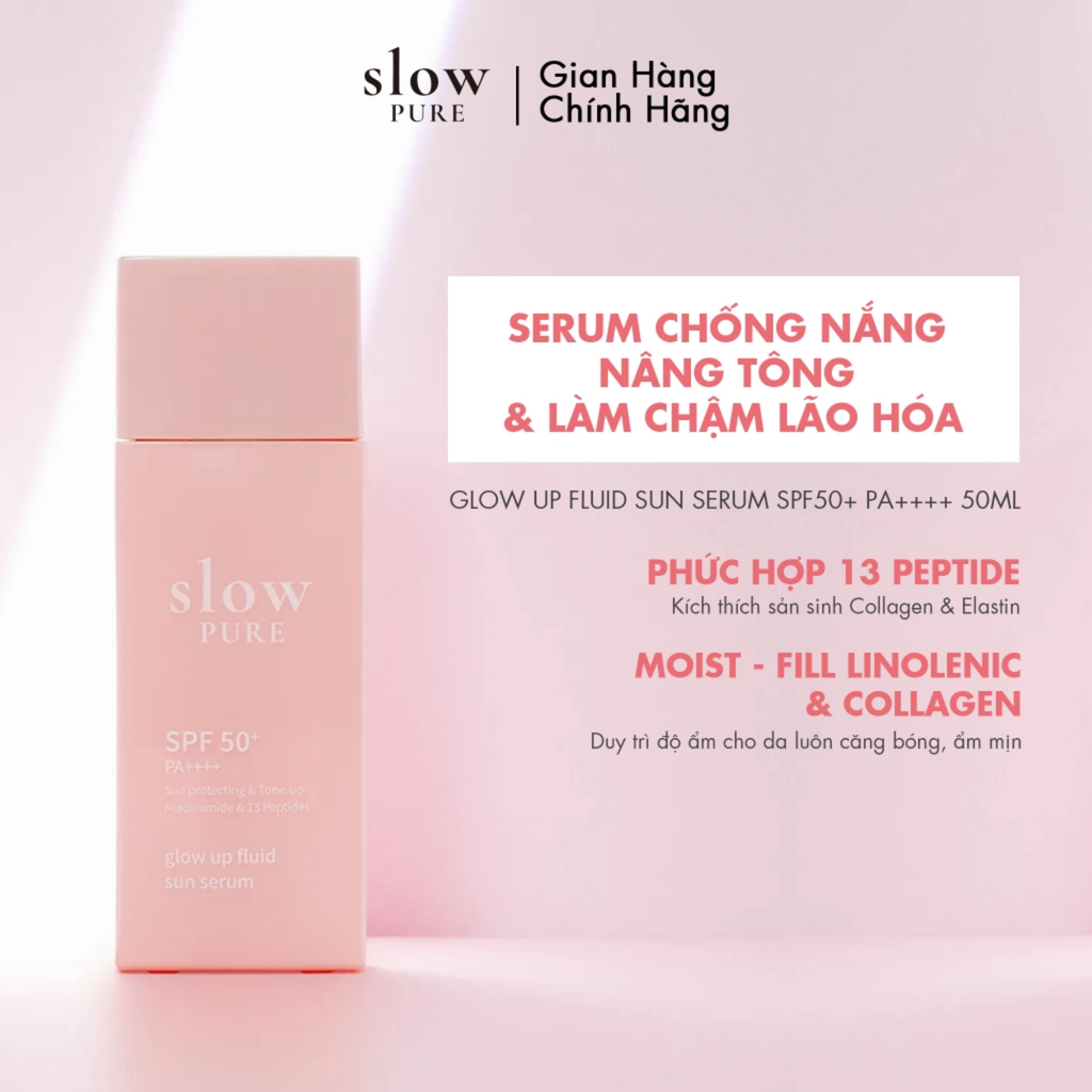 Kem Chống Nắng Nâng Tone Chứa Niacinamide & 13 Loại Peptide Slowpure Glow Up Fluid Sun Serum Serene Space Sản Phẩm Chính Hãng