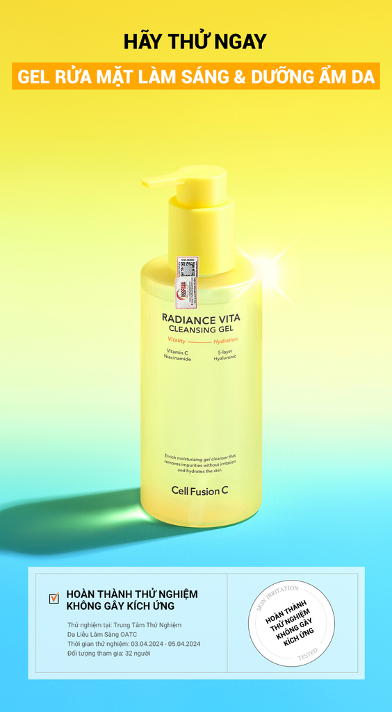 Gel Rửa Mặt Làm Sáng & Dưỡng Ẩm Da Cell Fusion C Radiance Vita Cleansing Gel