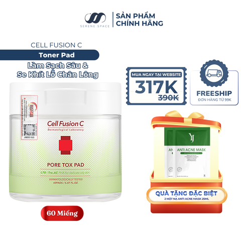 Toner Pad Làm Sạch Sâu & Thu Nhỏ Lỗ Chân Lông Chứa PHA Cell Fusion C Pore Tox Pad