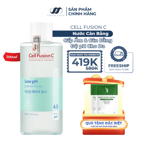 Toner Cân Bằng Cấp Ẩm Tăng Cường Hàng Rào Bảo Vệ Da Cell Fusion C Low pH Pharrier Toner