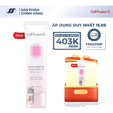 Kem Chống Nắng Nâng Tone Cấp Ẩm Căng Bóng Cho Mọi Loại Da Aqua Tone Up 100 Sunscreen SPF 50+ PA++++