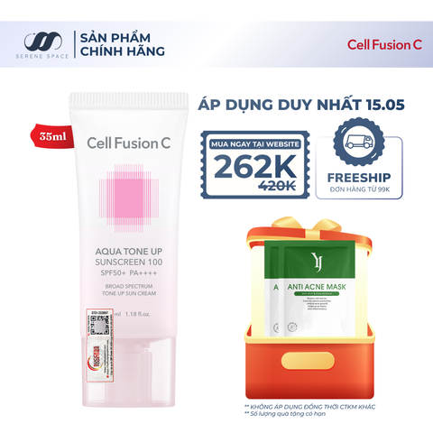 Kem Chống Nắng Nâng Tone Cấp Ẩm Căng Bóng Cho Mọi Loại Da Aqua Tone Up 100 Sunscreen SPF 50+ PA++++