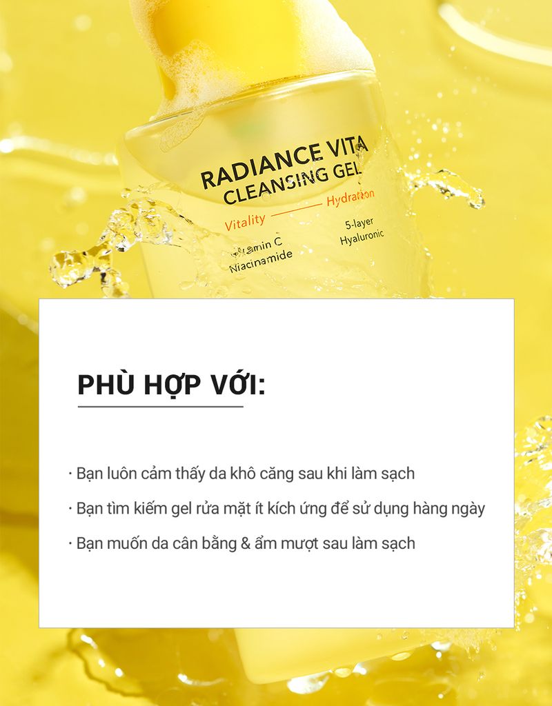 Gel Rửa Mặt Làm Sáng & Dưỡng Ẩm Da Cell Fusion C Radiance Vita Cleansing Gel