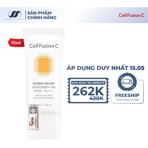 Kem Chống Nắng Thuần Vật Lý An Toàn Cho Mẹ Bầu & Em Bé Cell Fusion C Derma Relief Sunscreen 100 SPF 50+ PA++++