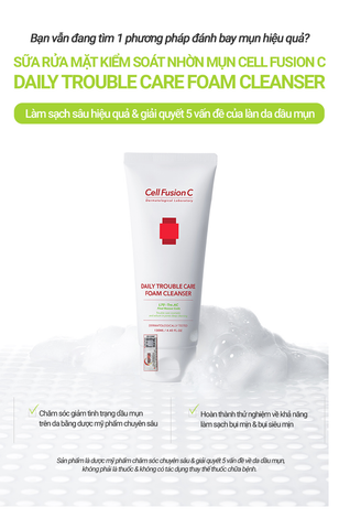 Sữa Rửa Mặt Làm Sạch Bụi Mịn Kiềm Dầu Giảm Mụn Cell Fusion C Daily Trouble Care Foam Cleanser