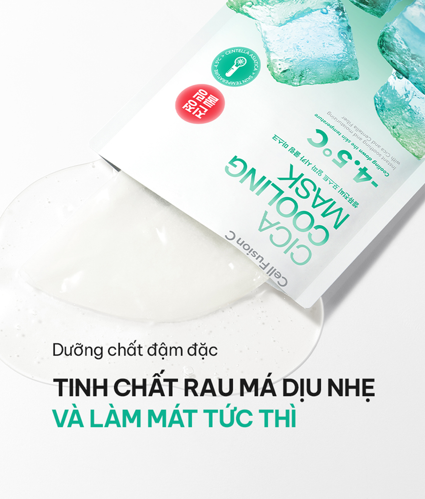 Mặt Nạ Rau Má Hạ Nhiệt -4.5 Độ Giảm Mụn & Làm Dịu Da Ửng Đỏ Cháy Nắng Cell Fusion C Cica Cooling Mask
