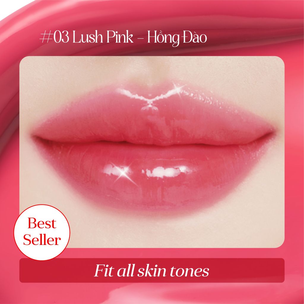 Son Tint Bóng Dưỡng Môi Thuần Chay Bền Màu Pinate Glowing Bloom Lip Stain Tint 2.9G