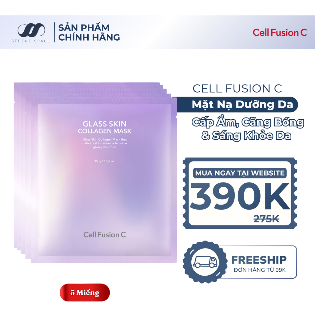 Mặt Nạ Collagen Cao Cấp Dưỡng Sáng Nâng Cơ Giảm Nhăn Cấp Ẩm Căng Bóng Da Cell Fusion C Glass Skin Collagen Mask Serene Space Sản Phẩm Chính Hãng