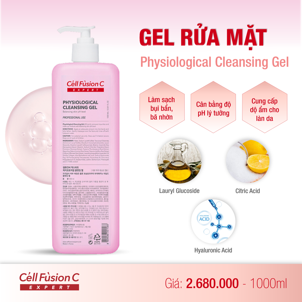 Gel Rửa Mặt Giúp Làm Sạch Và Dưỡng Ẩm Cho Da Cell Fusion C Expert Physiological Cleansing Gel