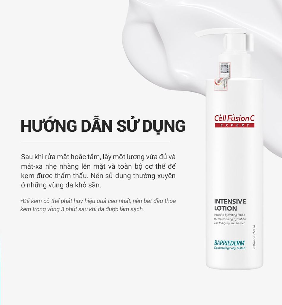 Sữa Dưỡng Ẩm & Phục Hồi Hàng Rào Bảo Vệ Da Cell Fusion C Expert Barriederm Intensive Lotion
