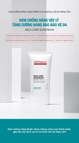 Kem Chống Nắng Vật Lý Tăng Cường Hàng Rào Bảo Vệ Da Cell Fusion C Expert Barriederm Mild Care Suncream SPF 50+/ PA++++