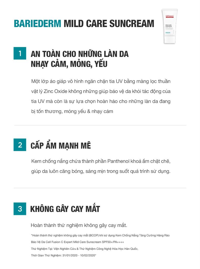 Kem Chống Nắng Vật Lý Tăng Cường Hàng Rào Bảo Vệ Da Cell Fusion C Expert Barriederm Mild Care Suncream SPF 50+/ PA++++